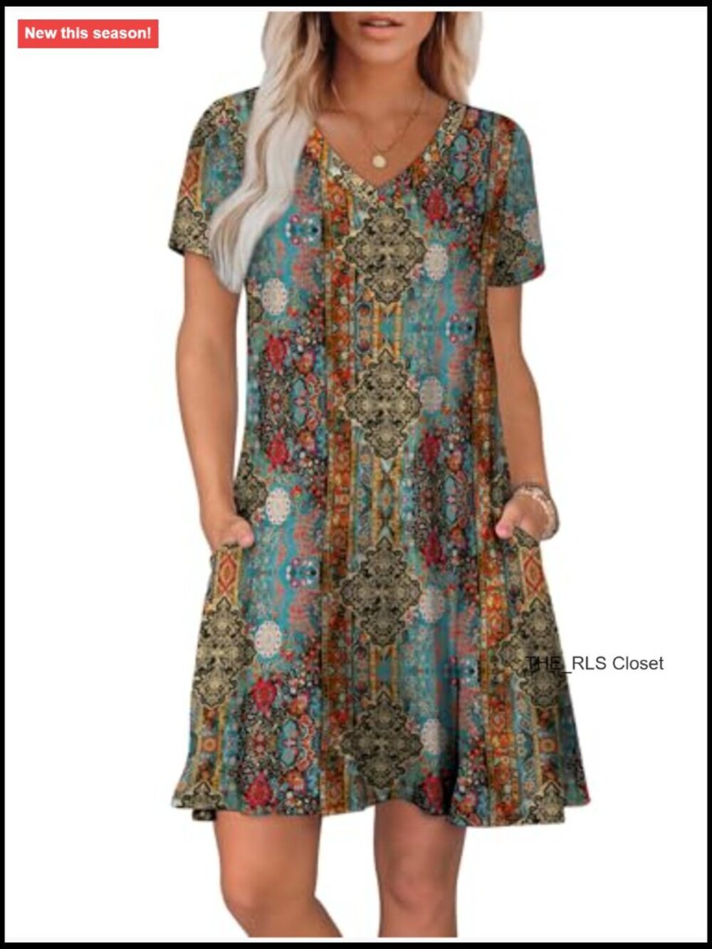 Casual Loose T-Shirt Dress with Pockets for Summer Beach Vacation - Picture 2 of 7